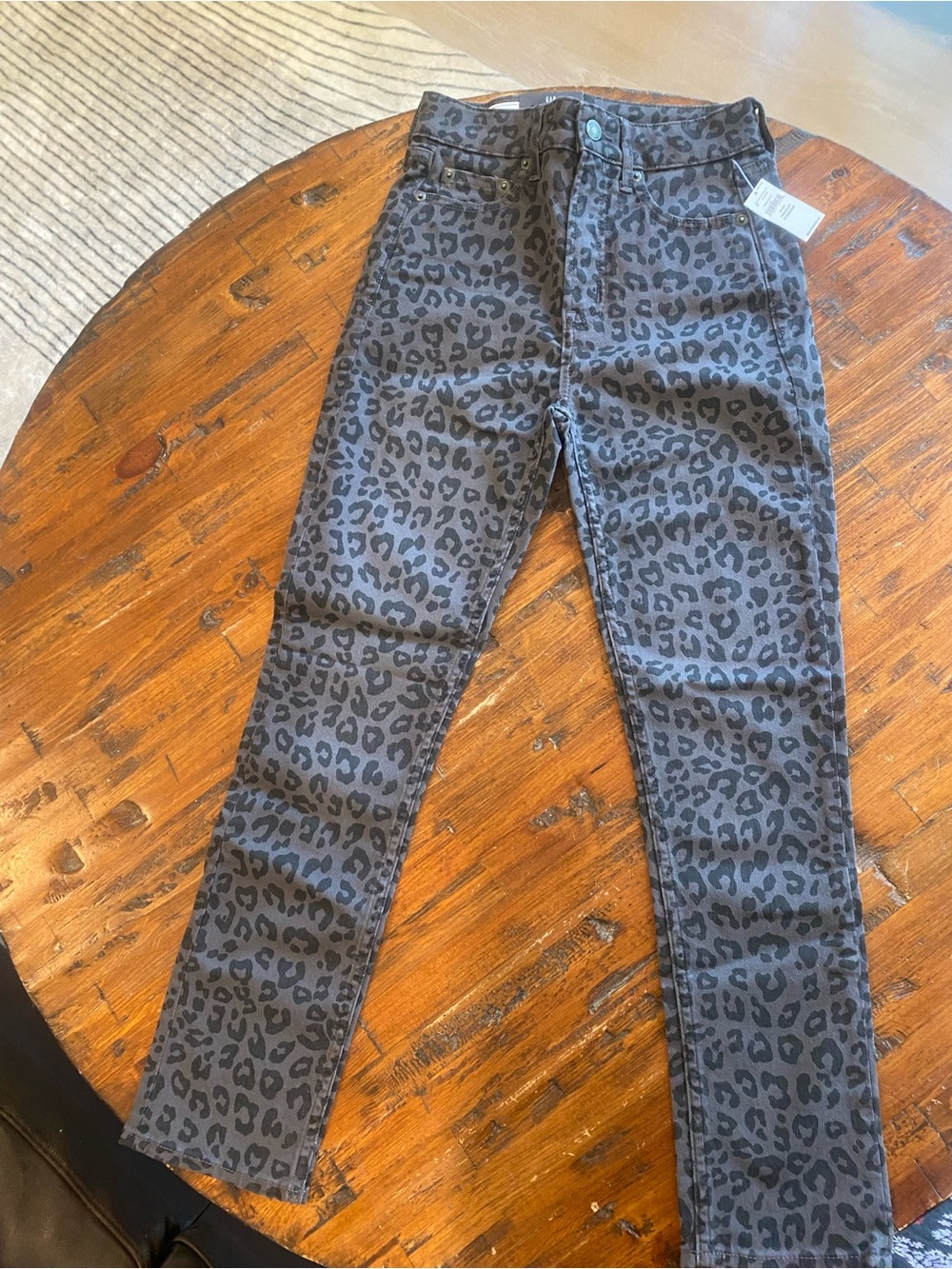 GAP Grey and Black Leopard Print Skinny Jeans